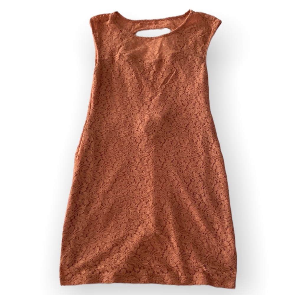 NWT BCBGeneration Orange Lace Dress Open Back Women Size M